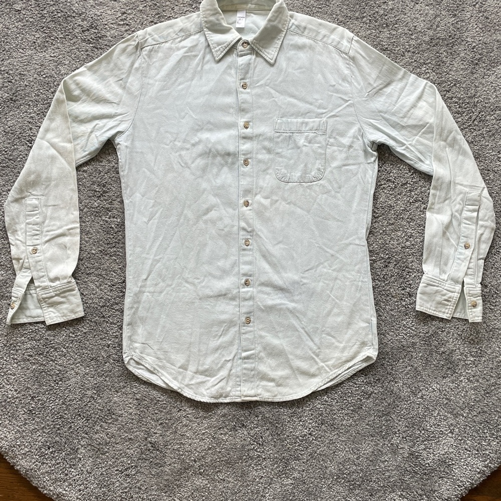 American Apparel Men's Button Up Shirt - Light Washed Denim